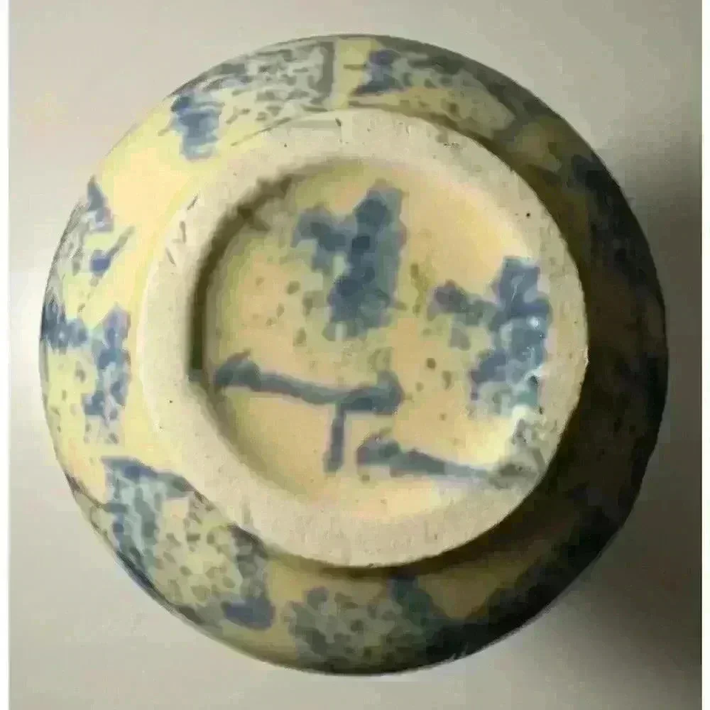 Vintage Greenbrier International Pottery Colorful Vase Signed Blue Excellent Con